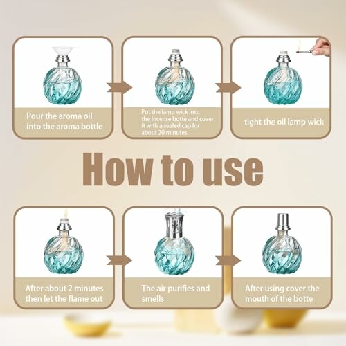 Instructions pour utiliser une bouteille d'huile aromatique.