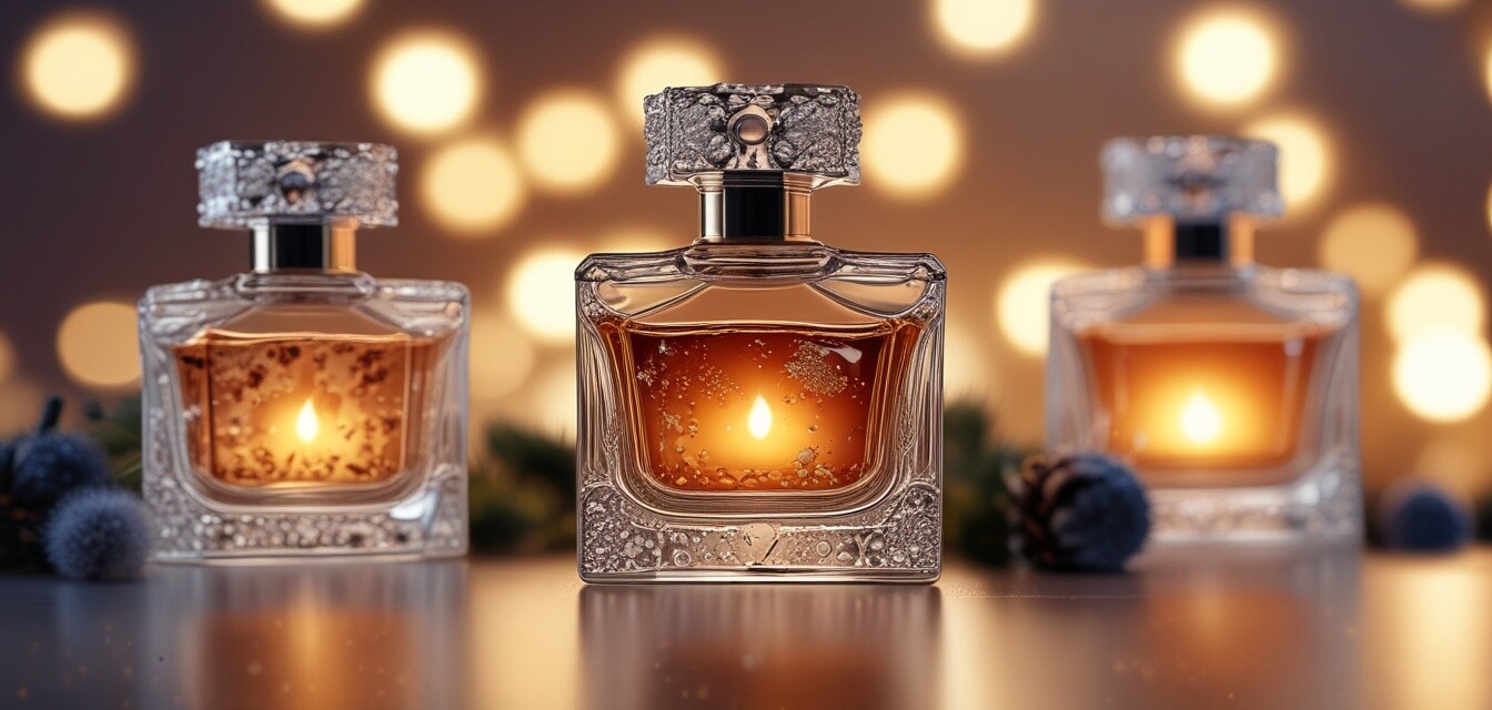 Winter perfumes with snowflakes