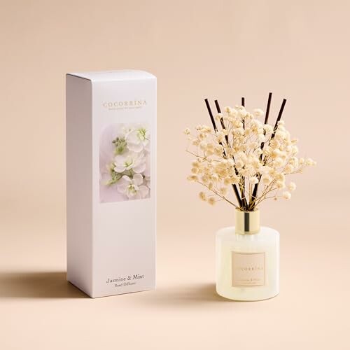 Diffuseur de parfum au jasmin et menthe avec boîte.