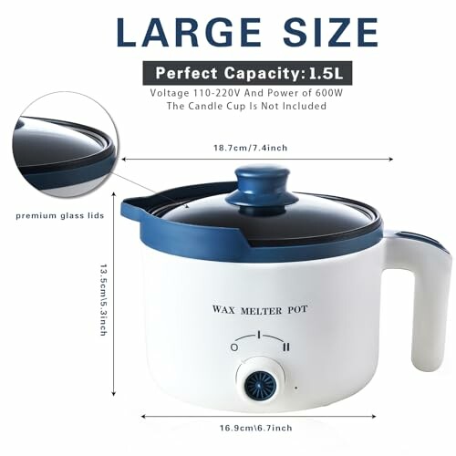 Pot à cire de grande taille avec couvercles en verre.