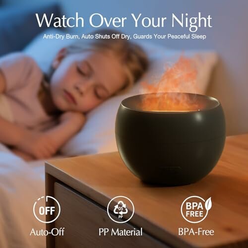 Enfant dormant avec un humidificateur lumineux