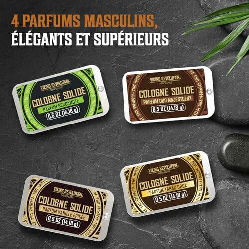 Ensemble de parfums solides pour hommes avec quatre options élégantes.