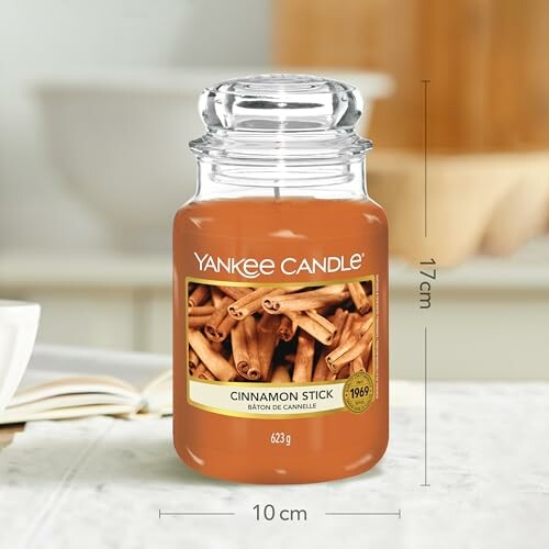 Bougie Yankee Candle parfum cannelle avec dimensions